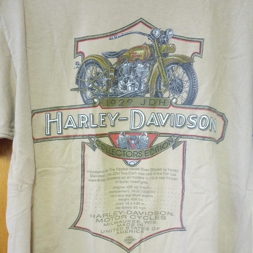 Vintage Harley-Davidson Collectors Edition Tan Shirt, Milwaukee, Cleveland